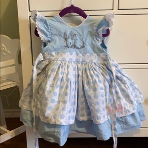 Sweet Janes Blue Easter Bunny Dress size 2